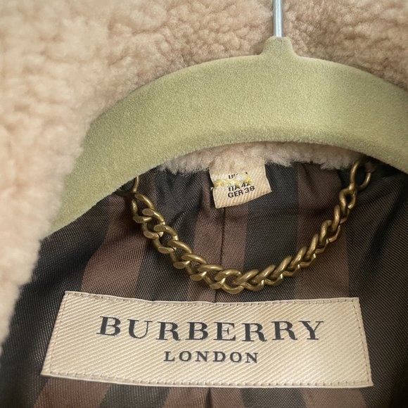 Burberry London Wool Brown Jacket w/ Shearling Collar US10 - Picture 2 of 10
